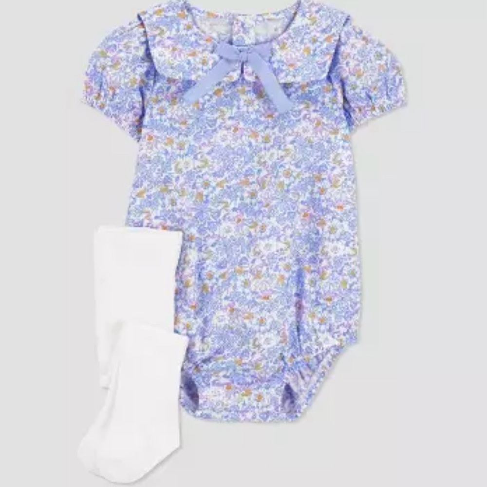 Carter's Blue Floral One Piece with White Socks